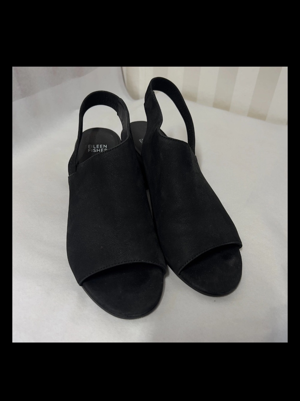 Eileen Fisher Women's Black Open-Toe Leigh Slingback Heeled Sandals‎ - Picture 3 of 11